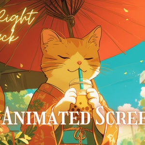 3x Animated Twitch Screens | Twitch Stream Screen | Animated Screens | Stream Starting Soon | Stream Package | Vtuber Asset | Anime Cat