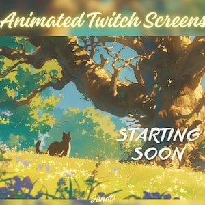 3x Animated Twitch Screens | Twitch Stream Screen | Animated Screens | Stream Starting Soon | Stream Package | Vtuber Asset | Anime Cat