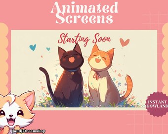 Cute Animated Cat Twitch Screens | Stream Package (Digital Download)