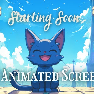 3x Animated Twitch Screens | Twitch Stream Screen | Animated Screens | Stream Starting Soon | Stream Package | Asset | Anime Cat | Pixel