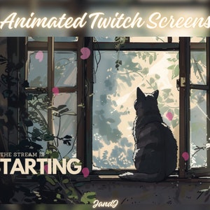 3x Animated Twitch Screens | Twitch Stream Screen | Animated Screens | Stream Starting Soon | Stream Package | Vtuber Asset | Anime Cat