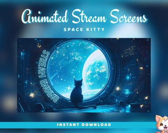 Anime Cat Animated Twitch Screens: Stream Package (Digital Download)