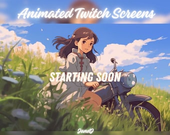 4x Animated Twitch Screens | Twitch Stream Screen | Animated Screens | Stream Starting Soon | Stream Package | Vtuber Asset | Anime Girl