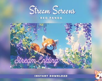 Red Panda Animated Twitch Stream Screens: Starting Soon, BRB, Ending (Digital Download)