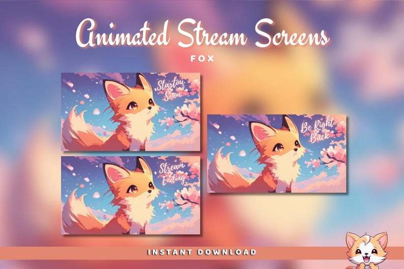 Animated Fox Twitch Screens: Stream Starting Soon Package (digital ...