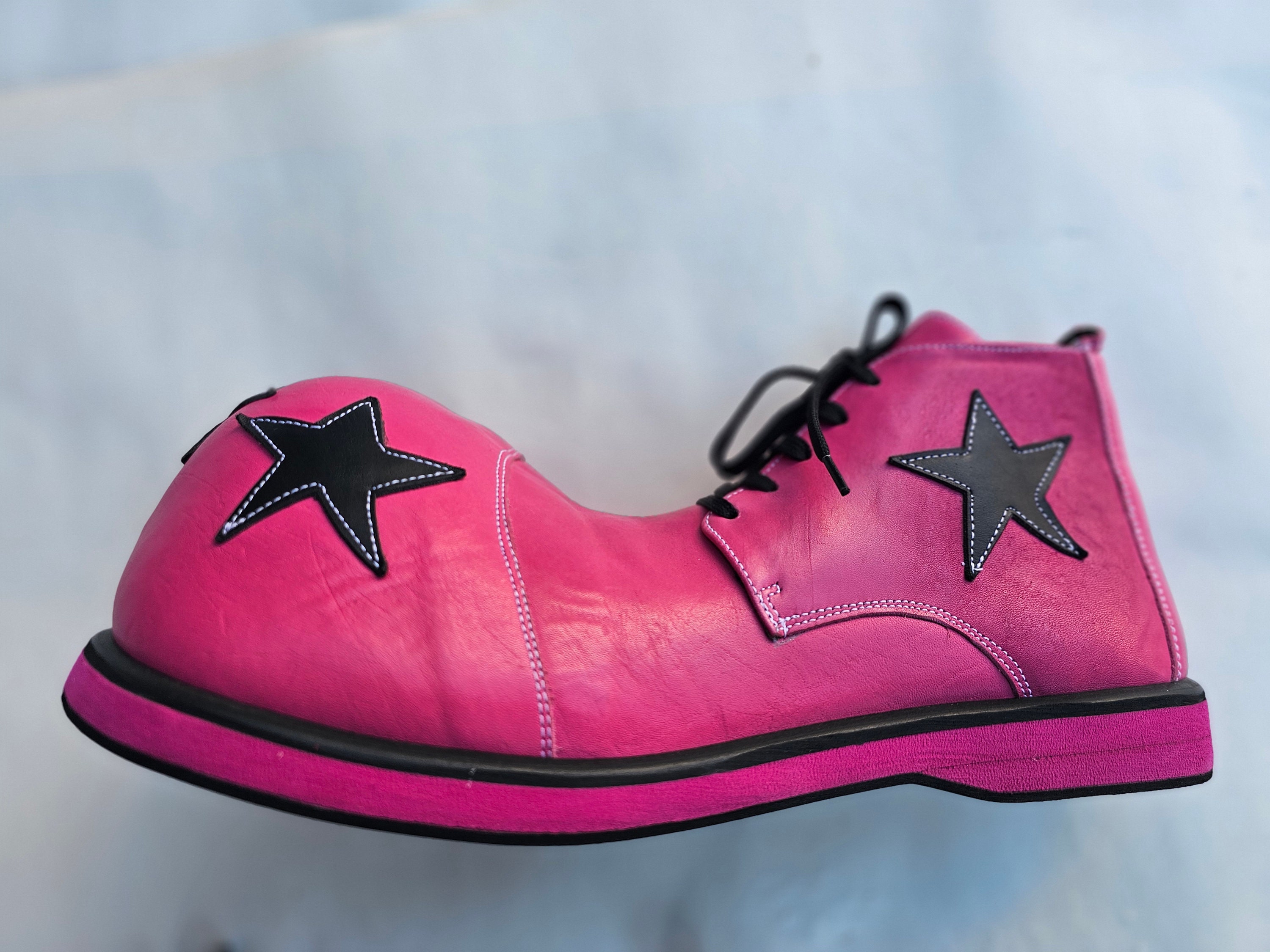 Antique OOAK Handmade clown shoes oversized wool felt & leather pink green Vintage Clown Shoes - Etsy main image 4