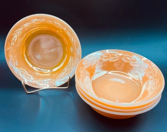 Set of 4 Fireking peach lustre fruit bowls