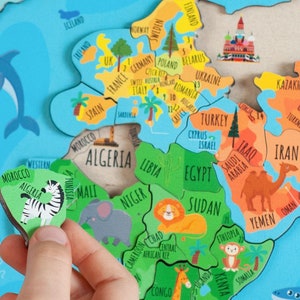 Kleinkind Geschenke Weltkarte Puzzle für Kinder Lerngeographie Puzzles Montessori Karte Kinderzimmer Dekor Holz Weltkarte Puzzle Kinder