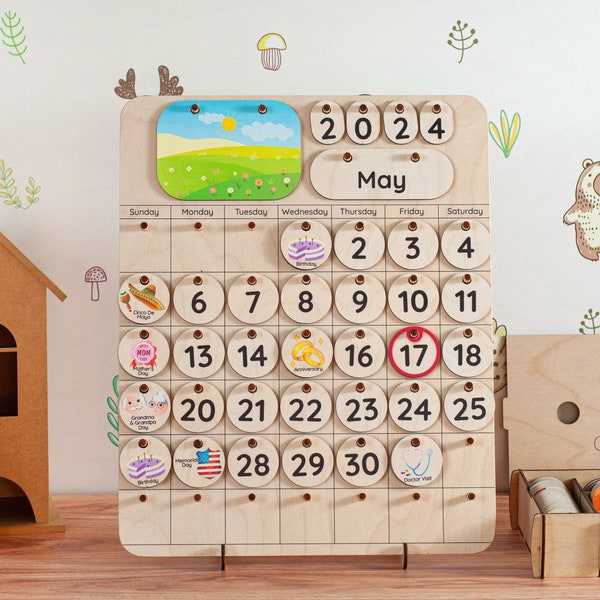 Toddler Gifts Perpetual Calendar For Kids Learning Toys Kids Wooden Calendar With Weather Cycles Games For Toddlers Montessori Board