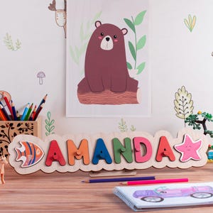 Cadeaux personnalisés en bois pour tout-petits, nom de bébé, tableau d'activités pour enfants, cadeau unique de 4 ans pour petite-fille, nom de bébé, casse-tête, jouet