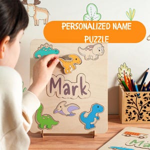 Personalized Wooden Name Puzzle Shape Matching Kid Toy Custom Name Puzzle Personalized Gift for 3 Year Old Boy Montessori Puzzle Sensory Toy