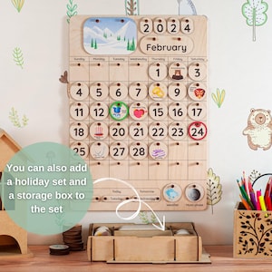 Montessori Kalender Kleinkinder Vorschulkalender Montessori Immerwährender Kalender Holzlernspielzeug für Kleinkinder Einzigartiges Geschenk für Kinder