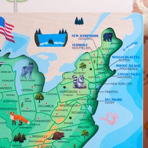 USA Karte Puzzle Lernspielzeug Geographie für Kinder Holzpuzzle USA Karte Puzzle Montessori Lernen Kleinkind Geschenke Puzzle Map