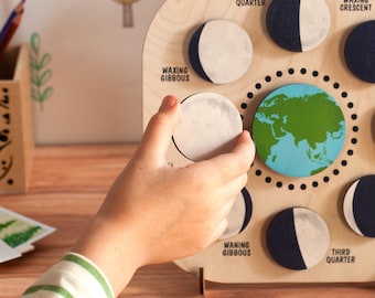 Montessori Moon Phase Calendar, Wooden Learning Toy