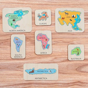 Cadeaus voor kinderen Montessori Wereldkaart Puzzel Geheugenspellen Wereldbol voor kinderen Continenten Kaart Houten puzzel voor kinderen Educatief peutercadeaus