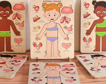 Anatomy Puzzle Montessori Human Body Puzzle Educational Toys for Preschool Curriculum Matching Body Parts Puzzle Kid Toy Gift for Toddler