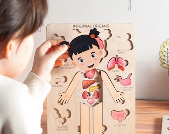 Montessori Human Body Puzzle: Wooden Anatomy Toy for Kids Learning