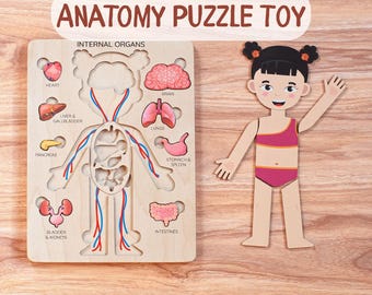 Educational Toys Wooden Human Organ Puzzle Preschool Learning Montessori Anatomy Toy for Kids Puzzle Educational Games Gift for 5 Year Old