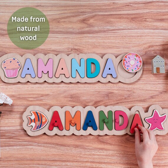 Name Puzzle Board Personalized Wooden Name Puzzle Sensory Board