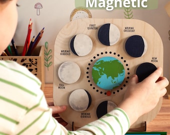 Montessori Moon Phases Calendar, Wooden Educational Toy