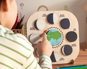 Magnetic Moon Calendar: Montessori Wooden Learning Toy for Preschoolers