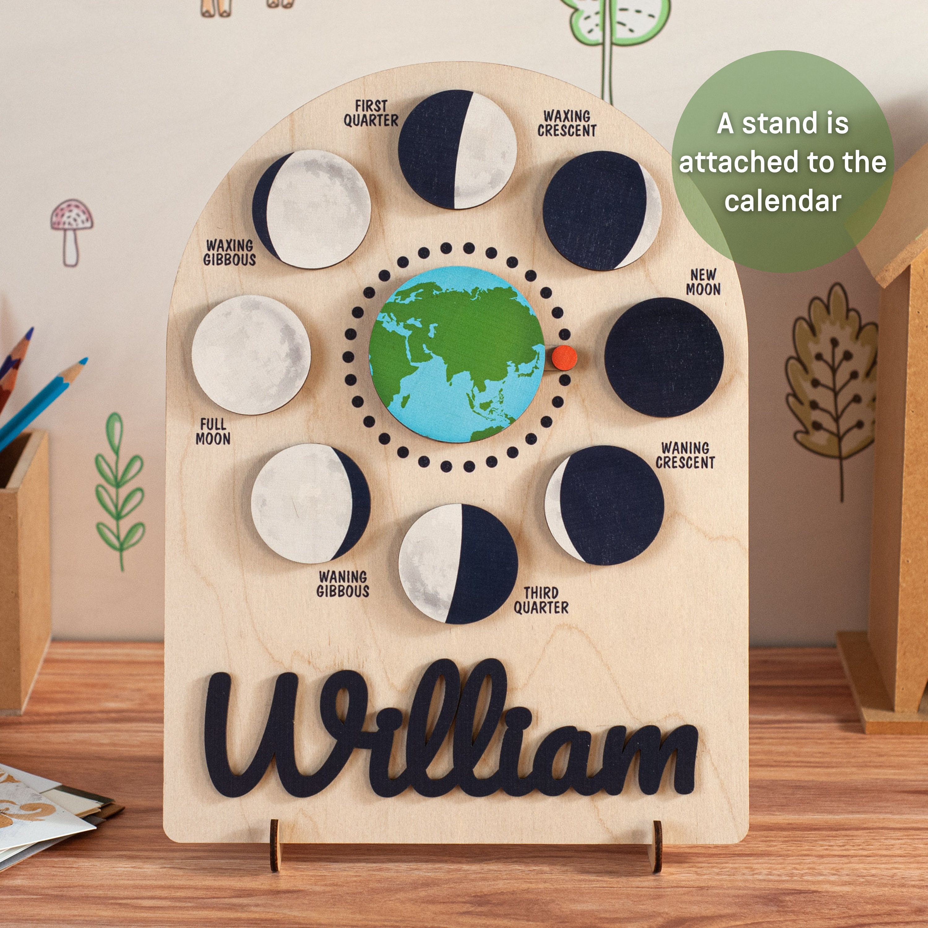 Montessori Moon Phase Calendar, Wooden Learning Toy - Etsy