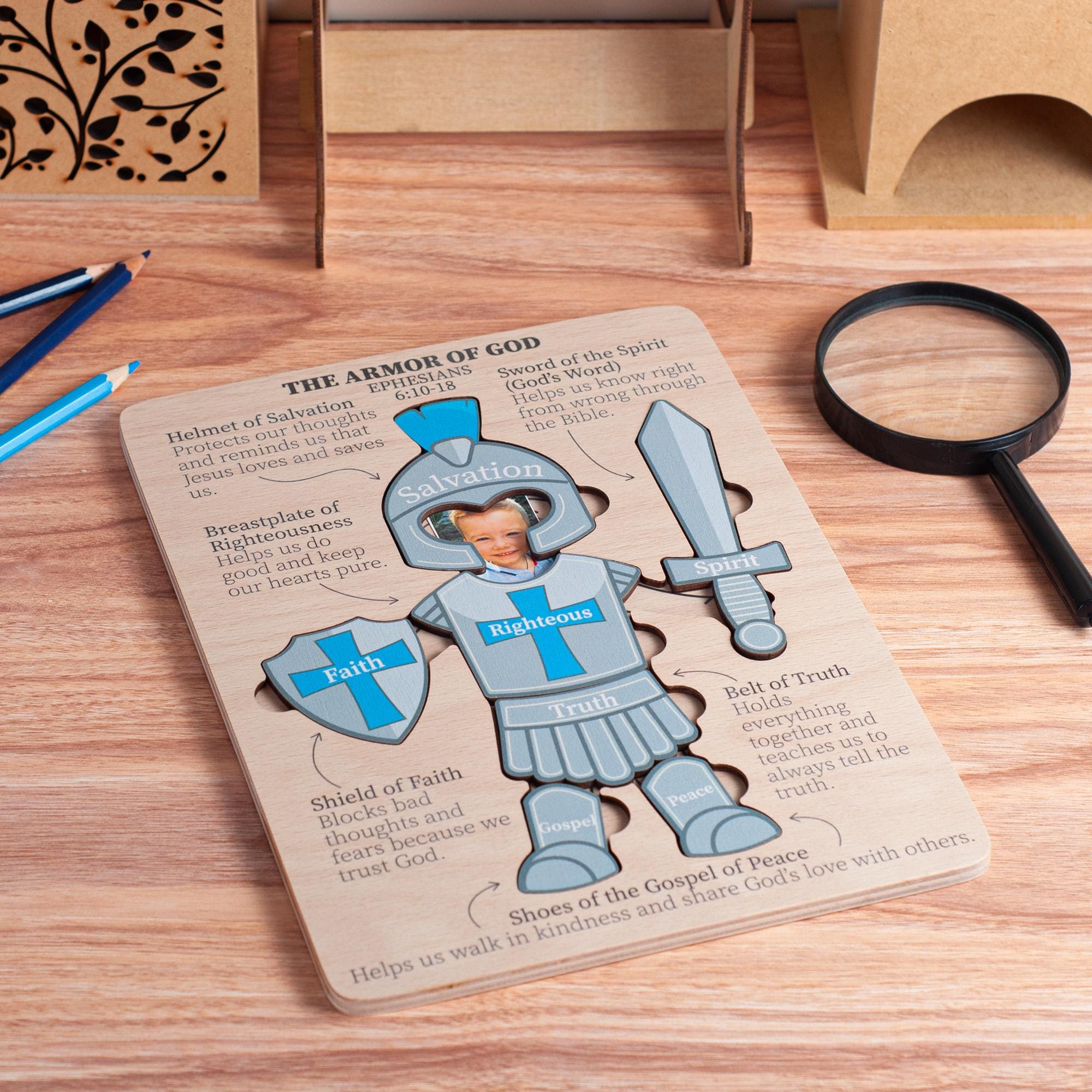 Bible Armor of God Wooden Puzzle: Faith-Based Montessori Toy for Kids