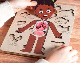 Father Day Gift Toddler Puzzle With Human Anatomy Sensory Wooden Toys Montessori Puzzle Gift For Husband Montessori Anatomy Toy Board