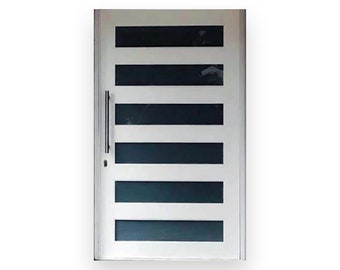 Alister 6-Panel Frosted Glass Pivot Door with L-Hand Inswing