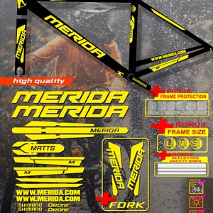 Custom made MERIDA bicycle stickers, stickers on the frame +fork