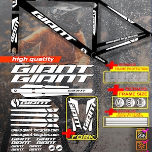 Custom made GIANT bicycle stickers, stickers on the frame +fork