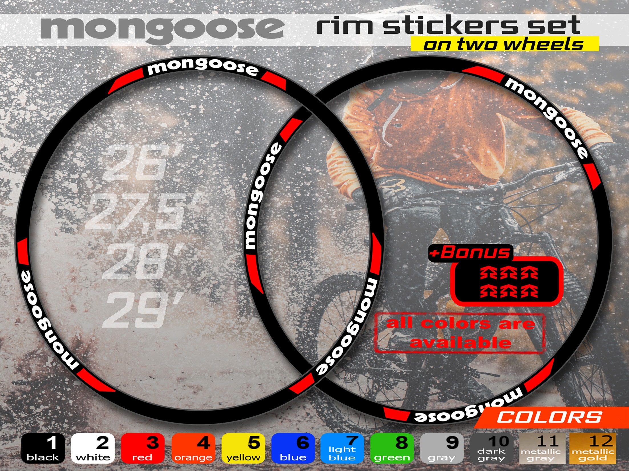 Custom Made Mongооse Bicycle Rim Stickers, Stickers on the Rim - Etsy