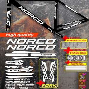 Custom made Norco bicycle stickers, stickers on the frame +fork
