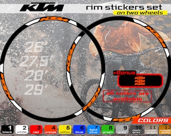 Custom made KTM bicycle rim stickers, stickers on the rim