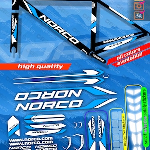 Custom made NORCO bicycle stickers, stickers on the frame +fork