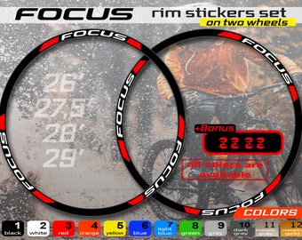 Custom made FOCUS bicycle rim stickers, stickers on the rim