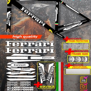 Custom made Ferrari bicycle stickers, stickers on the frame +fork
