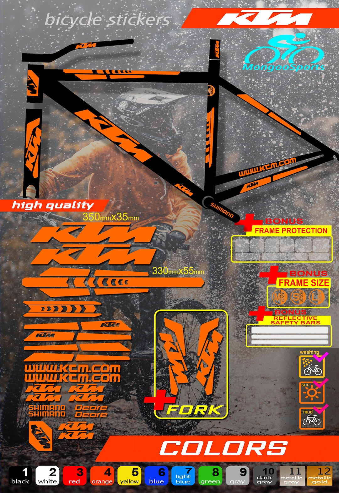 Buy Custom Made KTM Bicycle Stickers, Stickers on the Frame +fork Online in  India