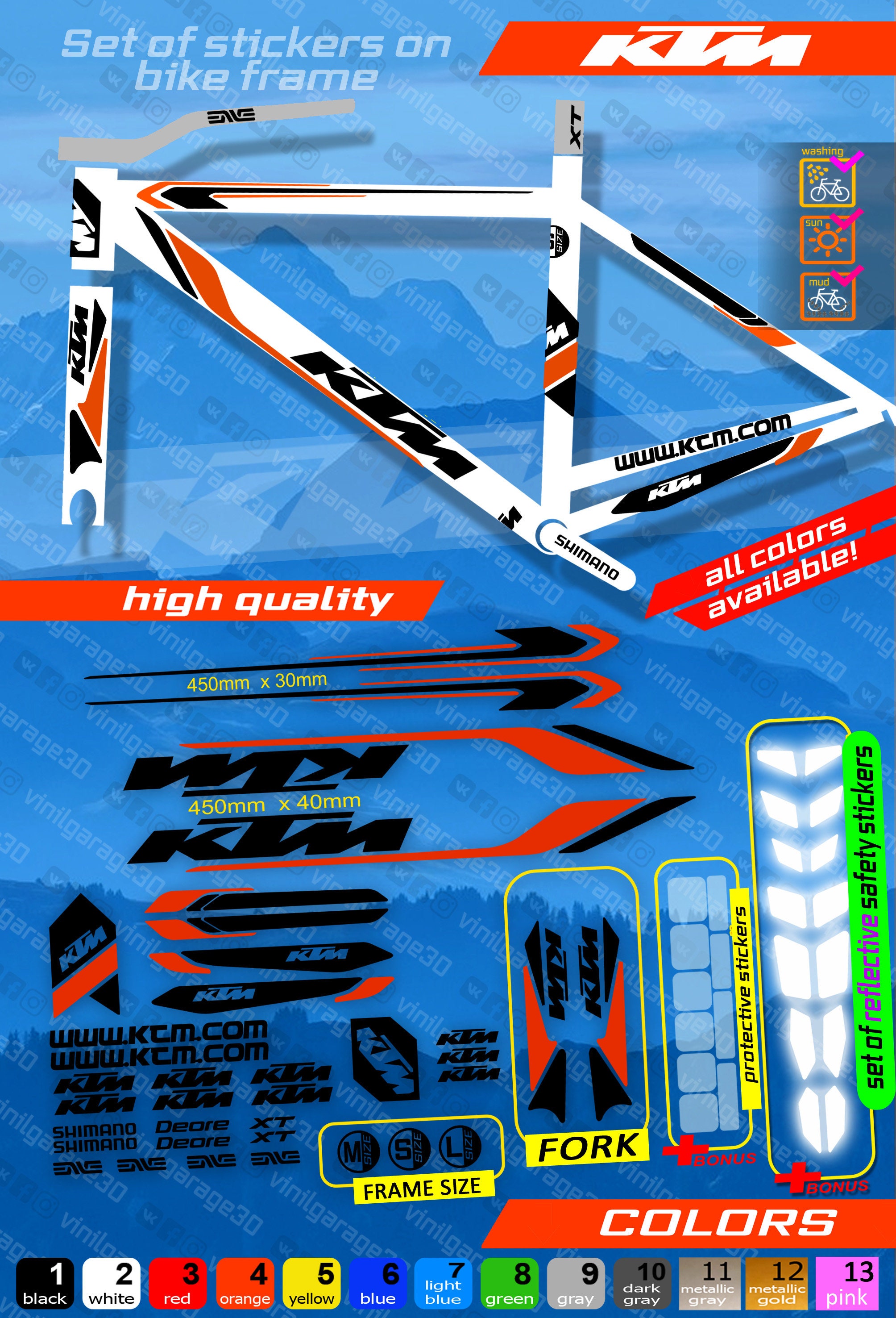 Custom Made KTM Bicycle Stickers Stickers on the Frame fork Etsy Australia