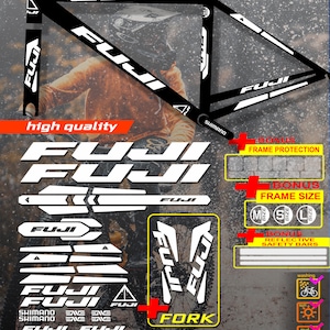 Custom made Fuji bicycle stickers, stickers on the frame +fork