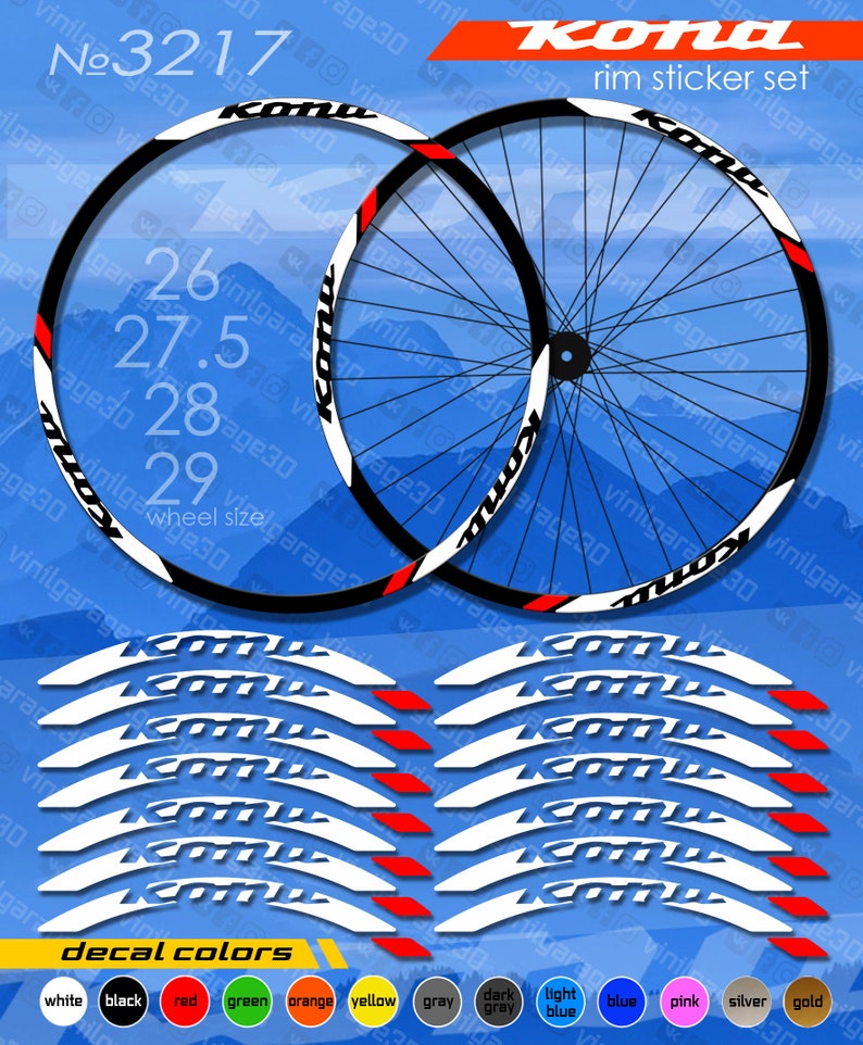 Red Rim Stickers Bicycle Rim Stickers KONA, Set of Stickers, Stickers on the Rim - Etsy