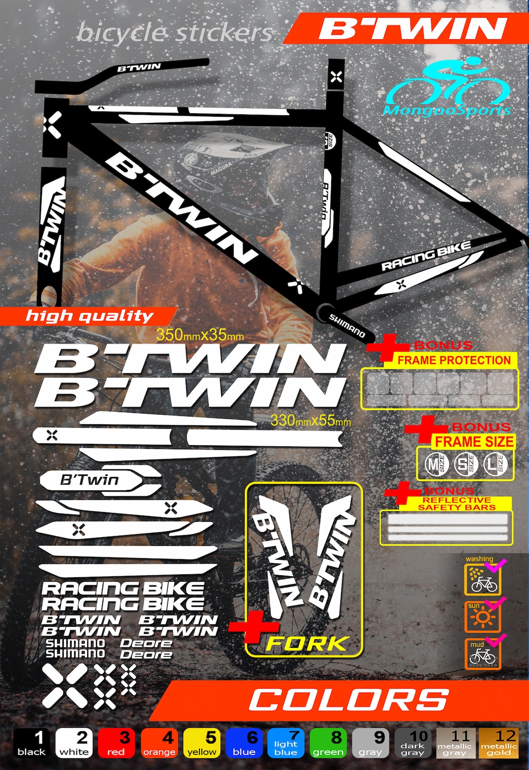 Custom Made B twin Bicycle Stickers Stickers on the Frame fork Etsy