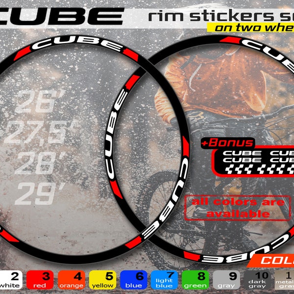 Custom made CUBE bicycle rim stickers, stickers on the rim