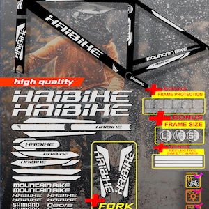 Custom made HAIBIKE bicycle stickers, stickers on the frame +fork