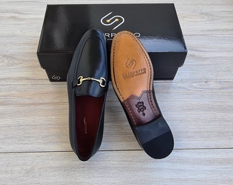 Schwarzer Herren-Loafer aus Premium-Leder | Handgefertigte Slip-On-Kleiderschuhe für Männer | Freizeitschuhe aus echtem Leder für Party, Abschlussball, Hochzeit
