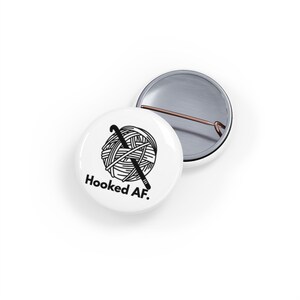 HOOKED AFCrochet Pins, Eat Pray Crochet Button Badges, Crafting Accessories, Yarn Lover Gifts, Crochet Enthusiast Merchan