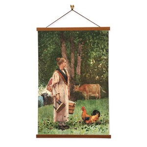 The Milk Maid (1878) by Winslow Homer Fine Art Canvas Wall Print with Magnetic Hanger