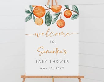 Editable Little Cutie Baby Shower Welcome Sign, Citrus Theme (Digital File)