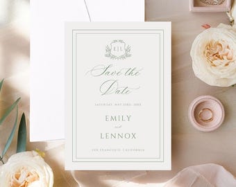 Printed Ivory Save the Date Cards, Minimalist Wedding Announcement, Personalized Card
