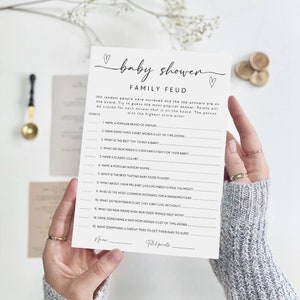 Baby Shower Game Family Feud, Baby Family Feud Game, Family Feud Game, Family Feud Template, Baby Shower Games, Gender Neutral, B-95